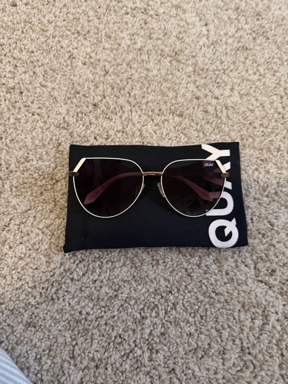 Quay Australia Gold Frame Sunglasses with Dark Brown Lenses